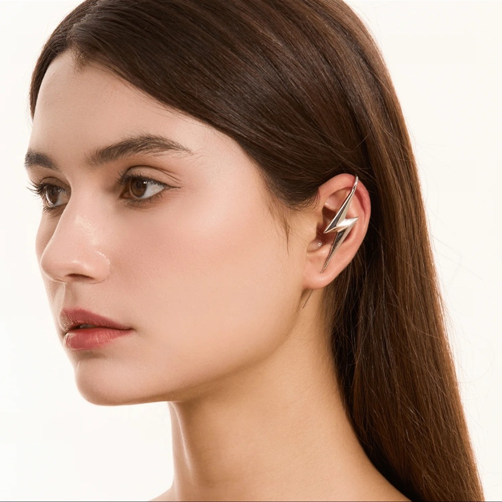Gold Lightning Bolt Earring Oreylo NWT ear cuff helix hook - Picture 2 of 6